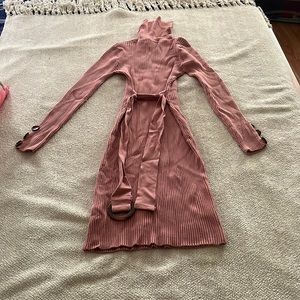 Pink turtle neck, long sleeve dress